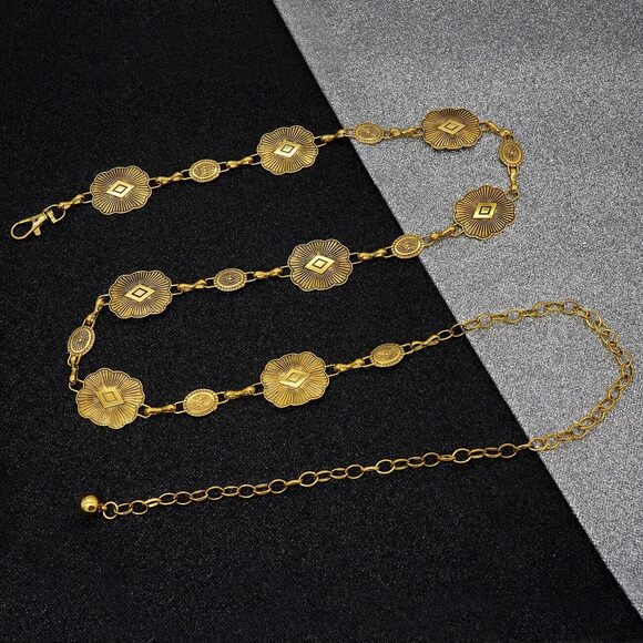 5816 Western Square Waist Chain For Women Metal Link Belt Adjustable main image 4